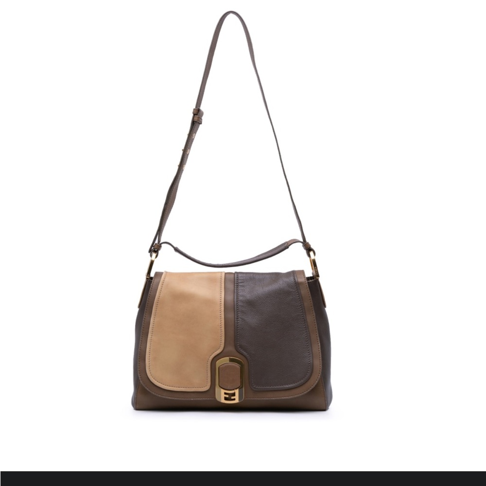 Fendi Calfskin ColorBlock Anna Leather Satchel Italy